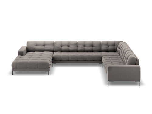 Cosmopolitan Design Panoramische hoekbank rechts Bali 7-zits, flueel, lichtgrijs - 256x327x75cm