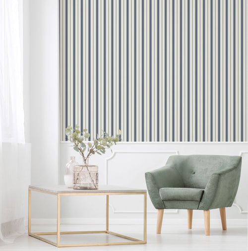 Sanders & Sanders behang strepen donkerblauw en grijs - 53 cm x 10.05 m - 640698