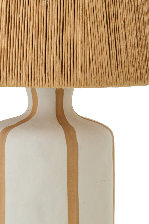 J-Line tafellamp Gestreept - keramiek - naturel/wit - small