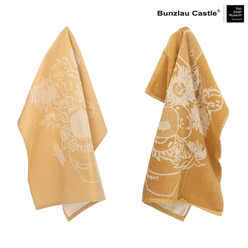 Luxe Keukendoek en Theedoek - Van Gogh Museum - Sunflowers Geel - Bunzlau Castle - 100% biologisch GOTS katoen