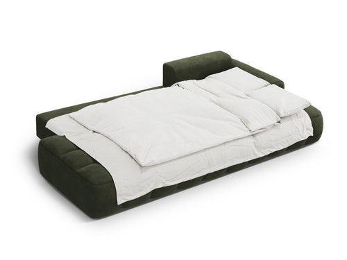 Cosmopolitan Design Converteerbare hoekbank rechts met opbergdoos Linz 3-zits, flueel groente - 142x275x84cm