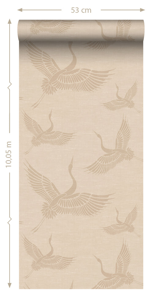 Origin Wallcoverings behang kraanvogels beige - 0,53 x 10,05 m - 347826 - vtwonen shop