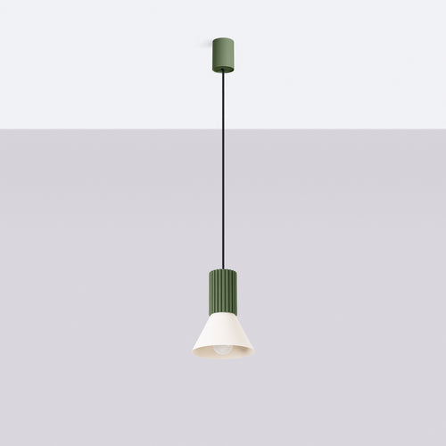 Sollux Lighting Hanglamp ESTRIA 1 beige/olijfgroen - 14x14x120cm