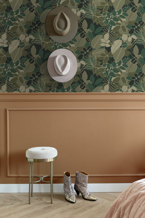 ESTAhome behang bladeren donkergroen - 50 x 900 cm - 139851 - vtwonen shop