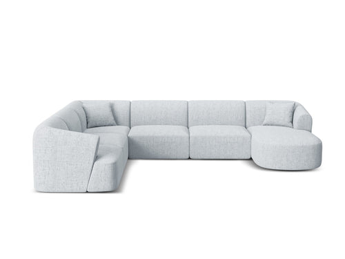 Cosmopolitan Design Modulaire panoramische hoekbank links Campi 7-zits, structurele stof lichtgrijs - 255x330x70cm