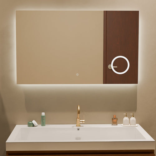 LOMAZOO badkamerspiegel Marseille - met LED verlichting & make up spiegel - rechthoekig - 100 x 60 cm