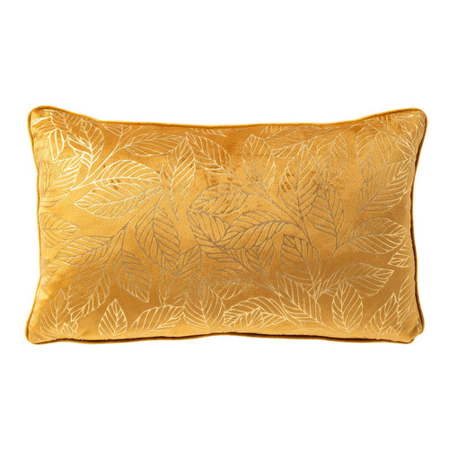 KUSSENSET - 3-delig - Bauke/Lonne - 45x45 cm, 30x50 cm - bladmotief - inclusief binnenkussens - geel, groen, goud