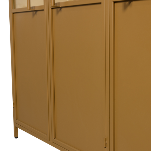 WOOOD 3-deurs vitrinekast XL Exhibit - Metaal - Geel - 200x140x44 - vtwonen shop