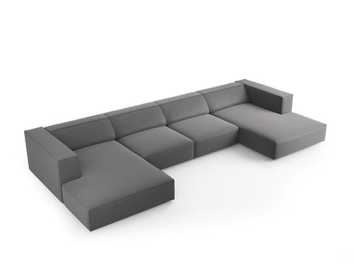 Cosmopolitan Design Panoramische bank Arendal 6-zits, flueel, cement - 166x364x70cm