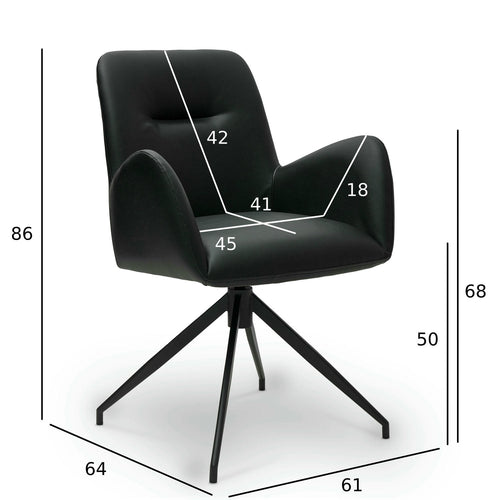 Furnhouse eetkamerstoelen armleuning Jennifer - Zwart - Kunstleer - Set van 4
