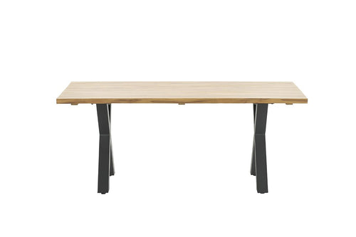 Zeus dining tafel - 180x100 cm - carbon black - teak look - vtwonen shop