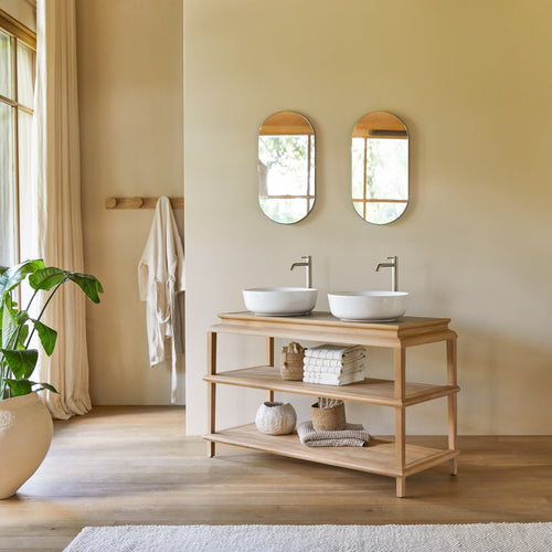 Tikamoon Wastafelmeubel van massief teak 135 cm - Naturel