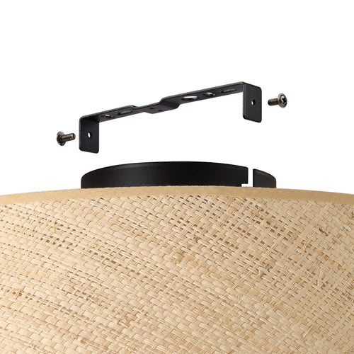 EGLO plafondlamp Marford - e27 - ø 50 cm - zwart/natuur/raffia - vtwonen shop