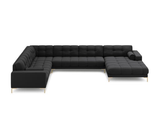 Cosmopolitan Design Panoramische hoekbank links Bali 7-zits, structurele stof, donkergrijs - 256x327x75cm