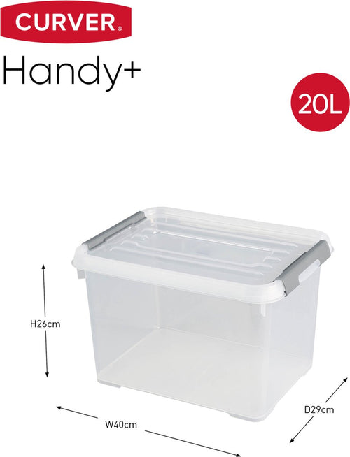 Curver Handy+ Opbergbox - 20L - 3 stuks - Transparant met deksel - vtwonen shop