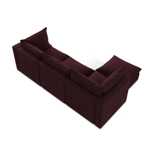 LaMiaSofa hoekbank links Ravenna - textuurstof - bordeaux - 255x165x77
