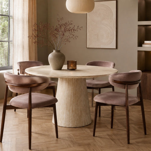 Giga Meubel Eettafel Mira Travertinlook - Rond - 120 cm - Sintered Stone