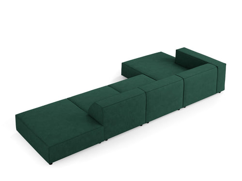 Cosmopolitan Design linker hoekbank Arendal 5-zits, chenille met ribbeleffect, flessengroen - 166x341x70cm