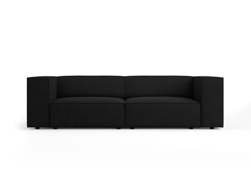 Cosmopolitan Design Bank Arendal 3-zits, chenille met ribbeleffect, zwart - 102x204x70cm