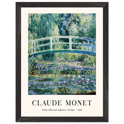 Artfulprints Poster met Lijst Claude Monet - Water lilies and Japanese bridge   - 30x40 cm - Groen
