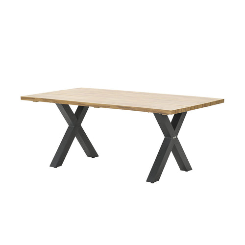 Zeus dining tafel - 180x100 cm - carbon black - teak look - vtwonen shop