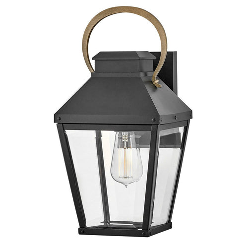 Wandlaterne für den Außenbereich, traditionell, Schwarz, Akzent in brünierter Bronze, IP44, 1 x E27
