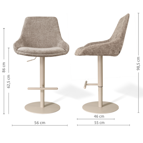 Nolon Niva-Isa tulp barkruk bruin verstelbaar - beige poten