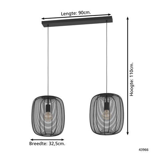 EGLO hanglamp Rinroe - e27 - 90 cm - zwart - staal - vtwonen shop