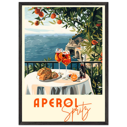 Artfulprints Poster met Lijst Aperol Spritz - Cocktail with a view   - 50x70 cm - Meerkleurig