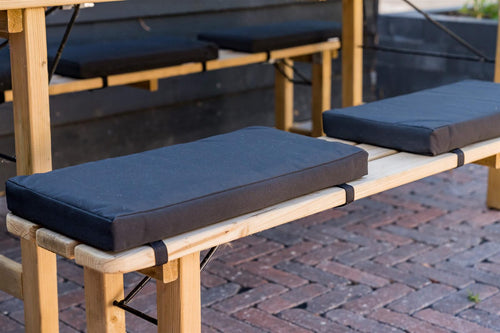 MaximaVida picknicktafel kussenpakket Havana zwart 55 x 27,5 x 5 cm - waterafstotend - 4 stuks