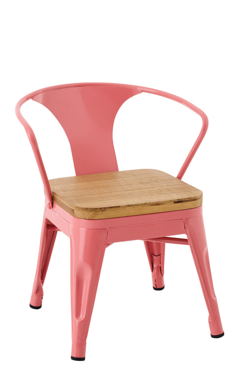 J-Line kinderstoel Evi - ijzer - donkerroze - 2 stuks