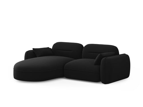 Cosmopolitan Design Modulaire hoekbank links Sydney 3-zits, flueel, zwart - 165x230x70cm
