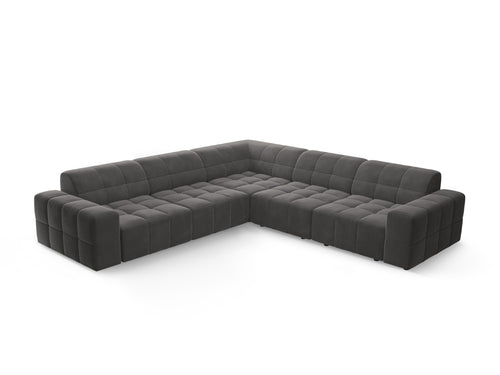 Cosmopolitan Design Hoekbank CHICAGO 4-zits, flueel grijs - 285x285x78cm