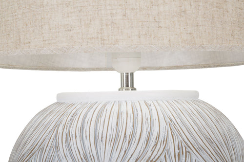 Tafellamp van witte hars met beige lampenkap ø 38x59 cm