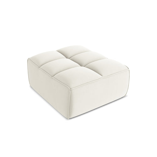 LaMiaSofa Poef Belluno - velours - lichtbeige - 80x93x43