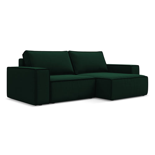 LaMiaSofa hoekbank rechts Livorno - velours - flessengroen - 257x148x82