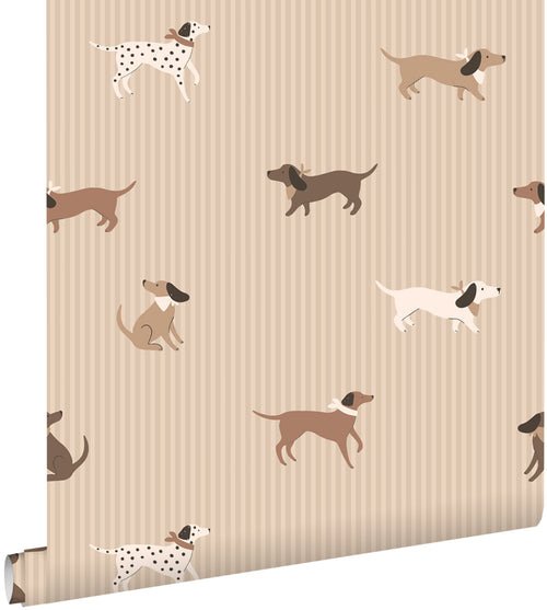 ESTAhome behang honden beige en bruin - 50 x 900 cm - 131901