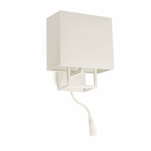 Faro Vesper - 1 Light Indoor Wandlamp Leeslamp Wit met Kap, E14