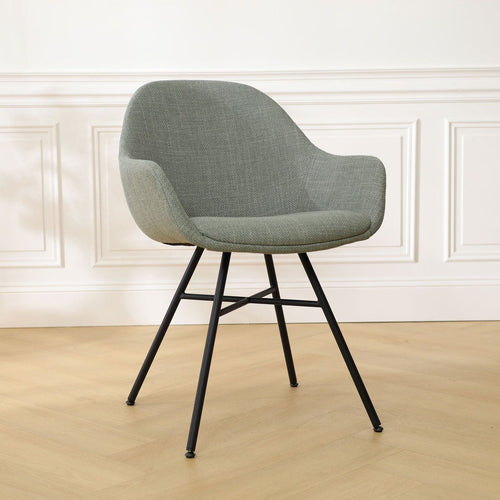 Nolon Noa-Mae Eetkamerstoel Saliegroen - Armleuning - Zwarte Poten - vtwonen shop