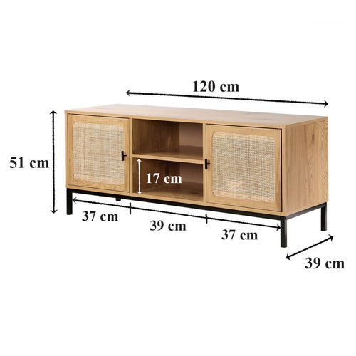Calicosy - JAYA TV-meubel Woonkamer - Licht hout - 39x120x51 cm