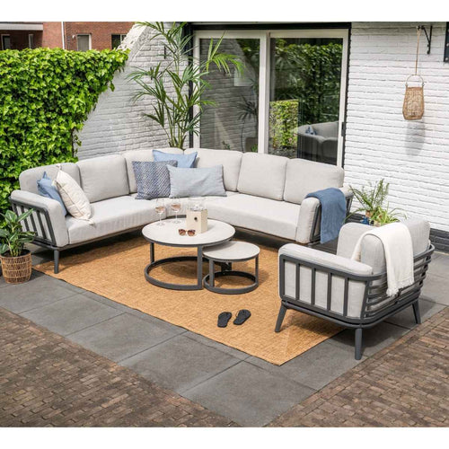 Garden Impressions loungeset Sentosa 6-delig hoekopstelling – donker grijs