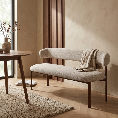 DÉJA Living Eetkamerbank Alamo - Beige/Walnoot - 160cm