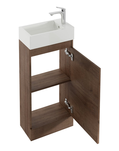 Badplaats Toiletmeubel Peru 40 x 22 cm – Bruin Eiken – Fonteinmeubel met Wastafel