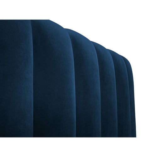 Cosmopolitan Design - Opbergbed met hoofdeinde Palma 200x200cm flueel koningsblauw - 230x225x94cm
