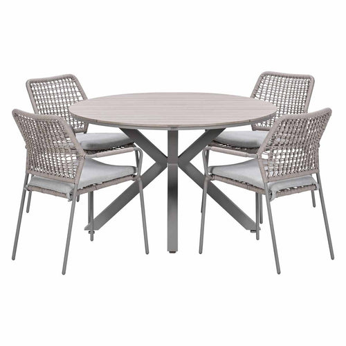Garden Impressions Tuinset Natas 5-delig taupe - Tulli tuintafel Ø122x75 cm