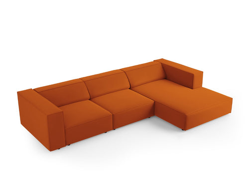 Cosmopolitan Design rechter hoekbank Arendal 4-zits, flueel, terracotta - 166x284x70cm