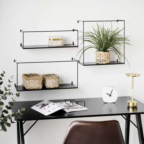 Artichok Marijn Metalen Wandplanken Zwart - Set Van 3