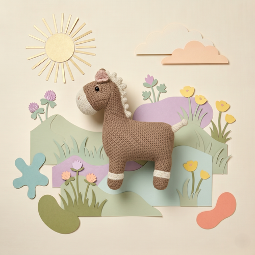 Pintado & Lacado knuffeldier Paard - bruin - 33 cm