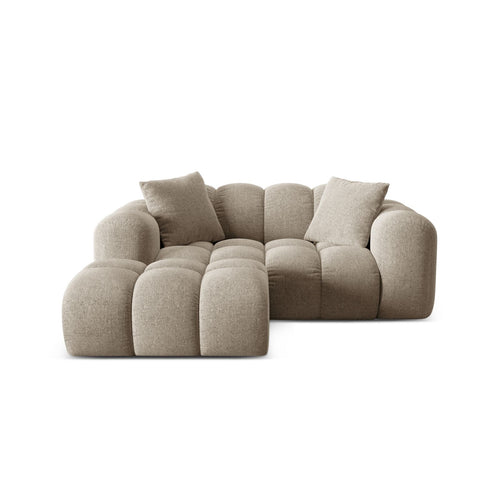 Cosmopolitan Design - Linker hoekbank Treno 2-zits, chenille donkerbeige - 164x180x70cm