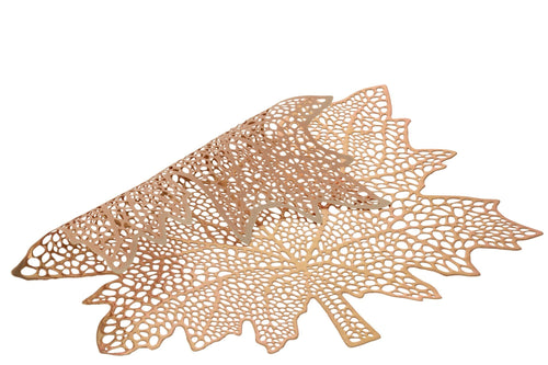 J-Line placemat Blad - kunststof - roze
